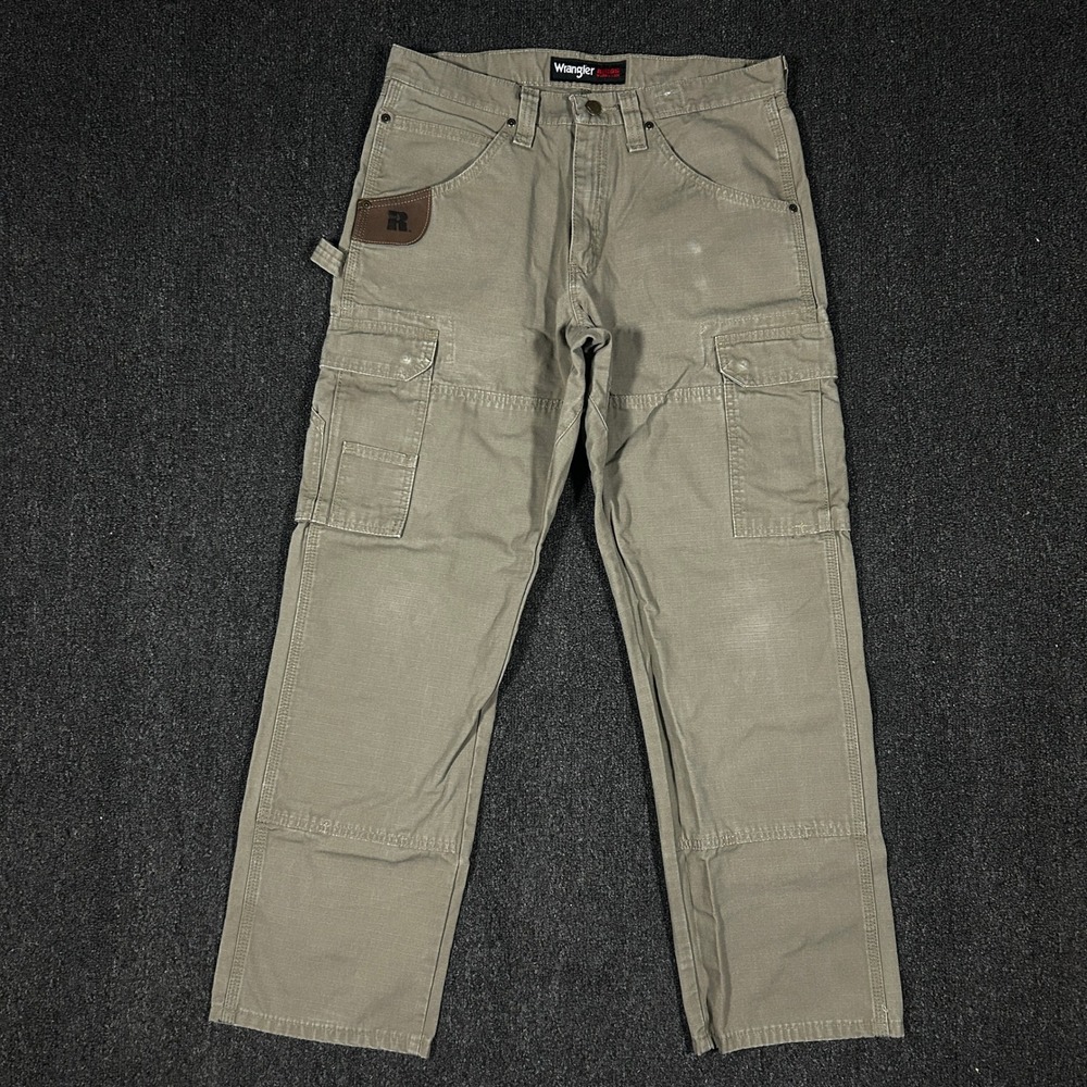 Wrangler Riggs Workwear Cargo Pants Mens 33x30 Bark Ripstop Cotton 103W060BR